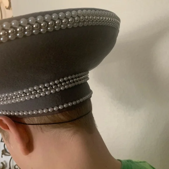 Vintage! Wool New York Model Pearl Beaded Rhinestone Hat Pearl Jeweled Rhinestone NY Fitted Cap - Etsy main image 2